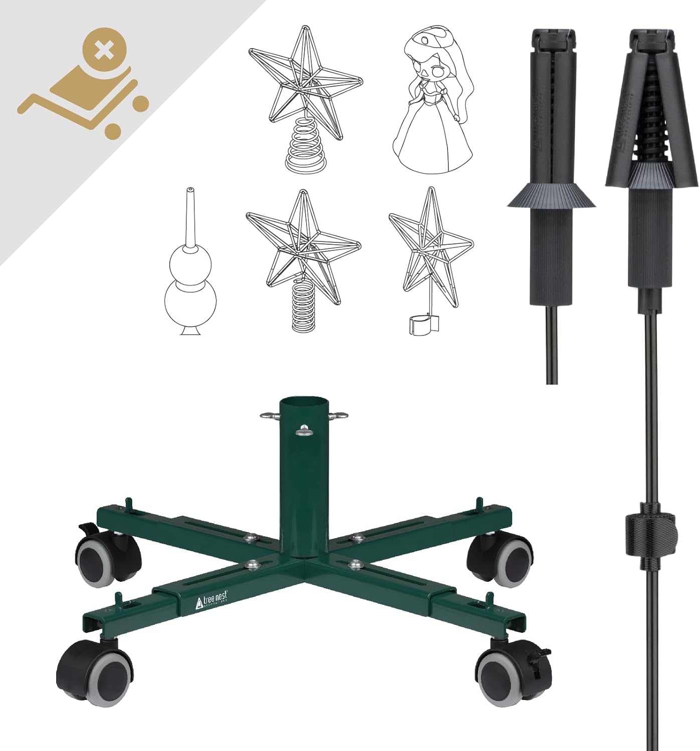 Tree Nest Fake Christmas Tree Stand Base with Wheels for