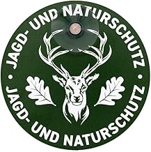 Hunting Sign Deer for the Window with Strong Suction Cup, 13 cm Diameter - Premium Hunting Car Sign for Hunters Made of Aluminium Composite Material, Dimensionally Stable, UV and Weather Resistant