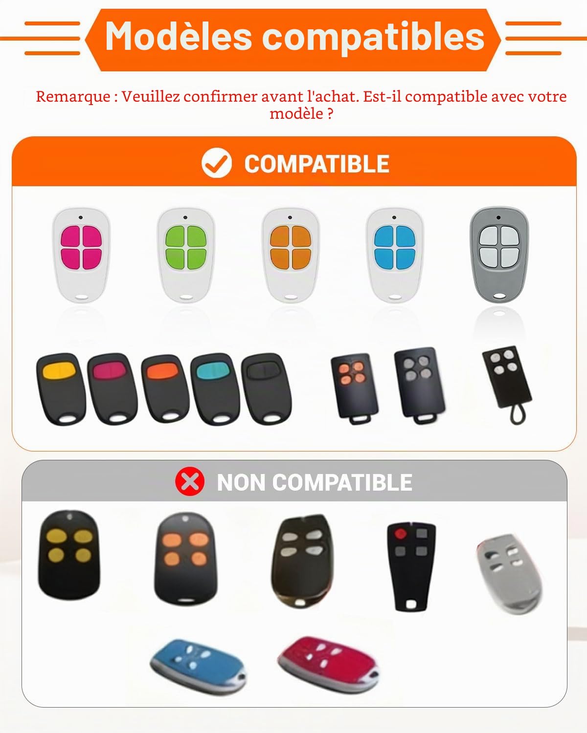 SCS Sentinel Lot de 2 télécommandes 4 canaux 433,92 MHz pour Portail et Garage, télécommande Sentinel Compatible avec AAM0085, sûre, Durable et Facile à Programmer, Orange