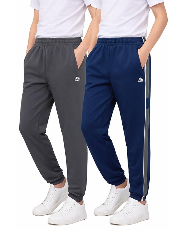 RBX Boys Sweatpants - 2 Pack Performance Tricot Boys Joggers with Elastic Waist & Pockets - Soft Stretch Kids Athletic Pants, Size 7, Classic Navy/Grey by RBX - Used condition - US$24.32