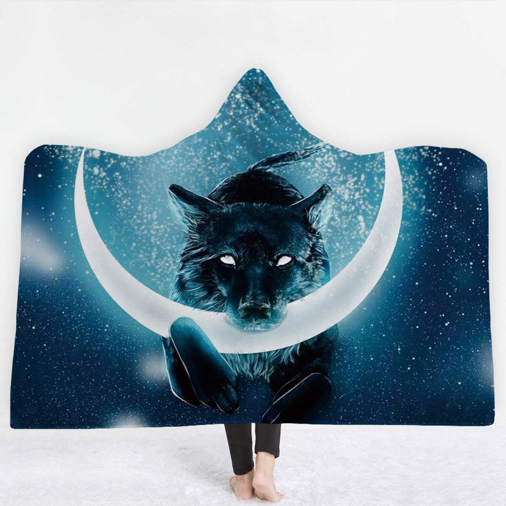 Couverture sherpa running wolf 150x200 cm pour bureau et maison