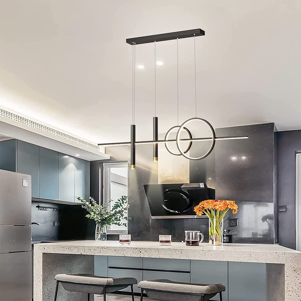 Plafonnier LED moderne pour îlot de cuisine avec télécommande et d'intensité variable