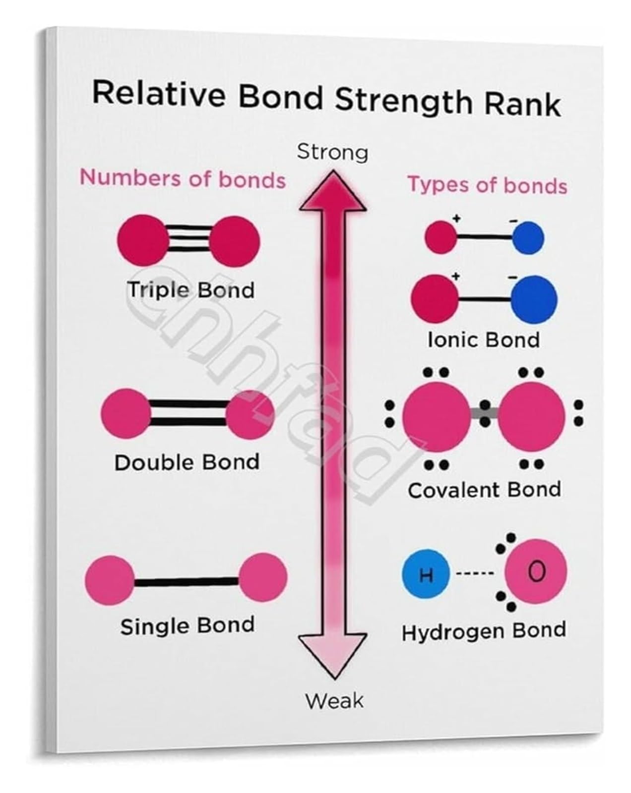 SSOPTMCB Chemistry Reference Poster Relative Bond Strength Comparison Science Educational Wall-Art Visual Learning Aid(Unframed,16x24inch(40x60cm))