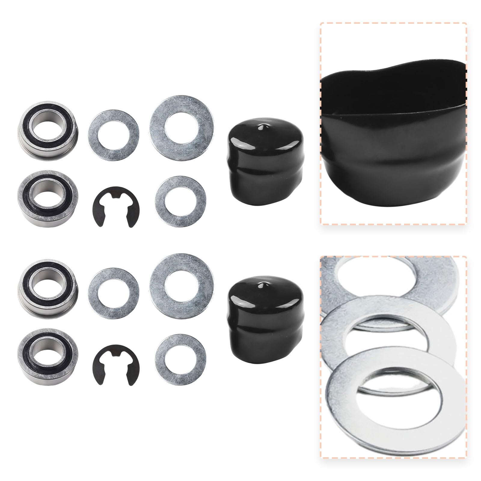 Kit de conversion de bague de roue avant en roulement pour tondeuse à gazon Craftsman Murray, compatible avec 532009040 9040H YTH22V46 YTH24V48 LGT2554, pièces de rechange en caoutchouc