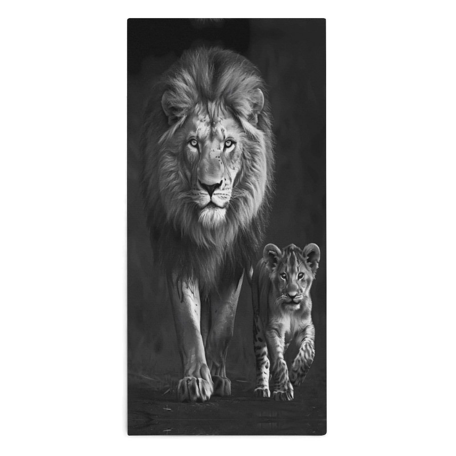 TXFBTRFSA Black And White Animal Lion Hand Towels for Adult Face Towel Bath Beach Swim Accessories