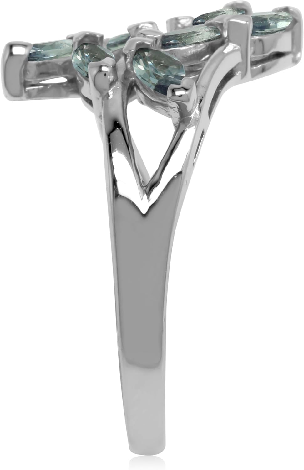 Silvershake Gemstones 925 Sterling Silver Leaf Inspired Bypass Ring Jewelry for Women