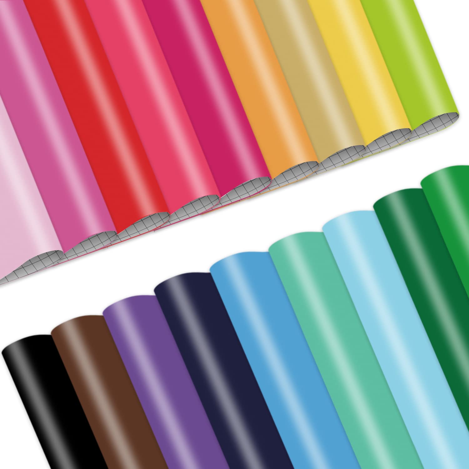 LUCKIGUCK Plain Infusible Transfer Ink Sheets - 18 Pieces, 30.5 x 30.5 cm, Solid Colour and Pattern Transfer Film