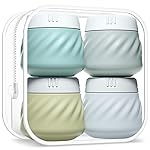 Gemice Silicone Cream Jars TSA Approved Travel Size Containers with Toiletry Bag, Wide Mouth Leak-proof Travel Accessories with Lid for Cosmetic Cream (4 Pack)