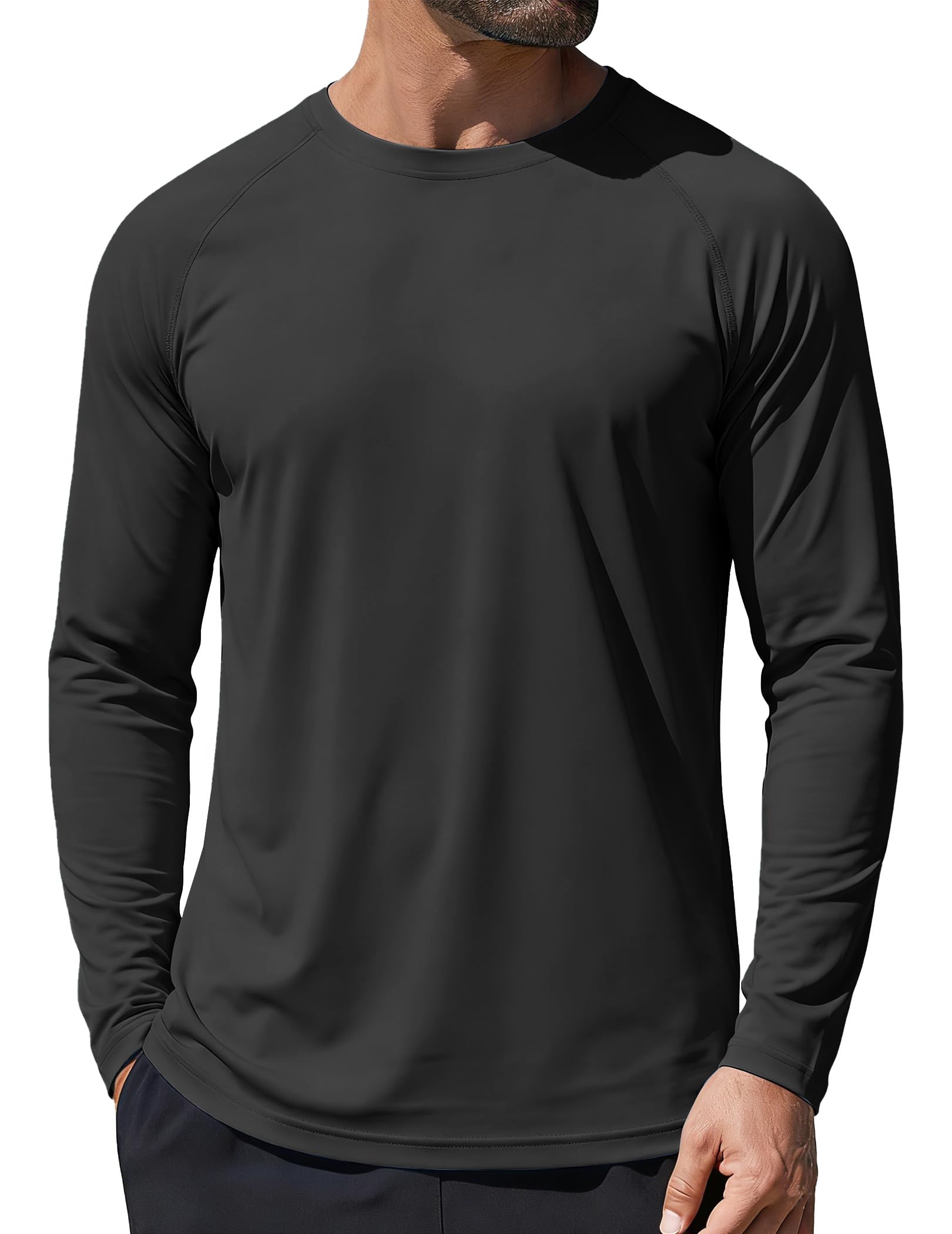 NEYOUQE Herren UV Schutz Langarmshirt UPF 50+ Sonnenschutz Funktionsshirt Atmungsaktiv Schnell Trocknend Rash Guard für Outdoor Sport