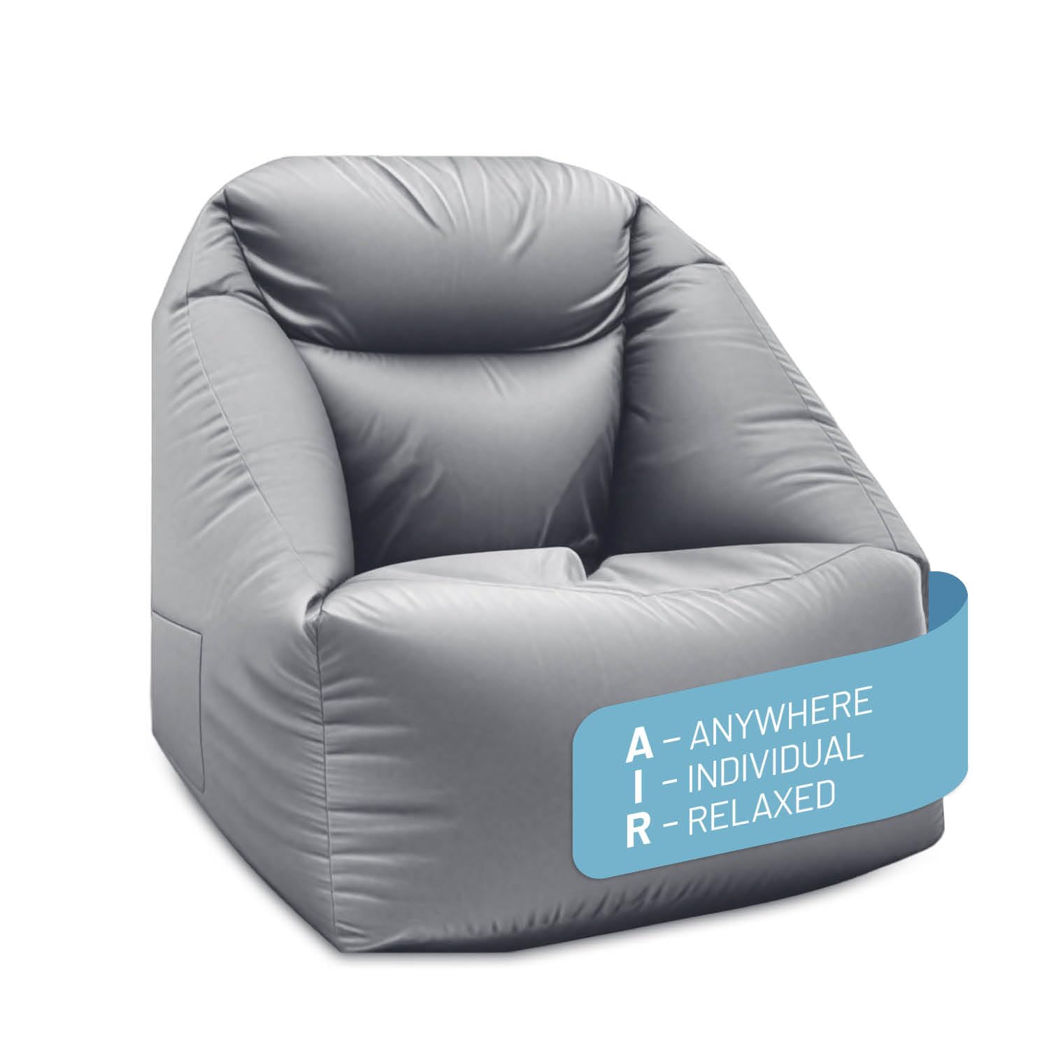 Lumaland Puf Hinchable para Camping para Exteriores, soporta hasta 150 kg, Regulable de 5 cámaras, Lavable, Repelente al Agua, 87 x 95 x 80/35 cm, inflado rápido para Playa y Co.