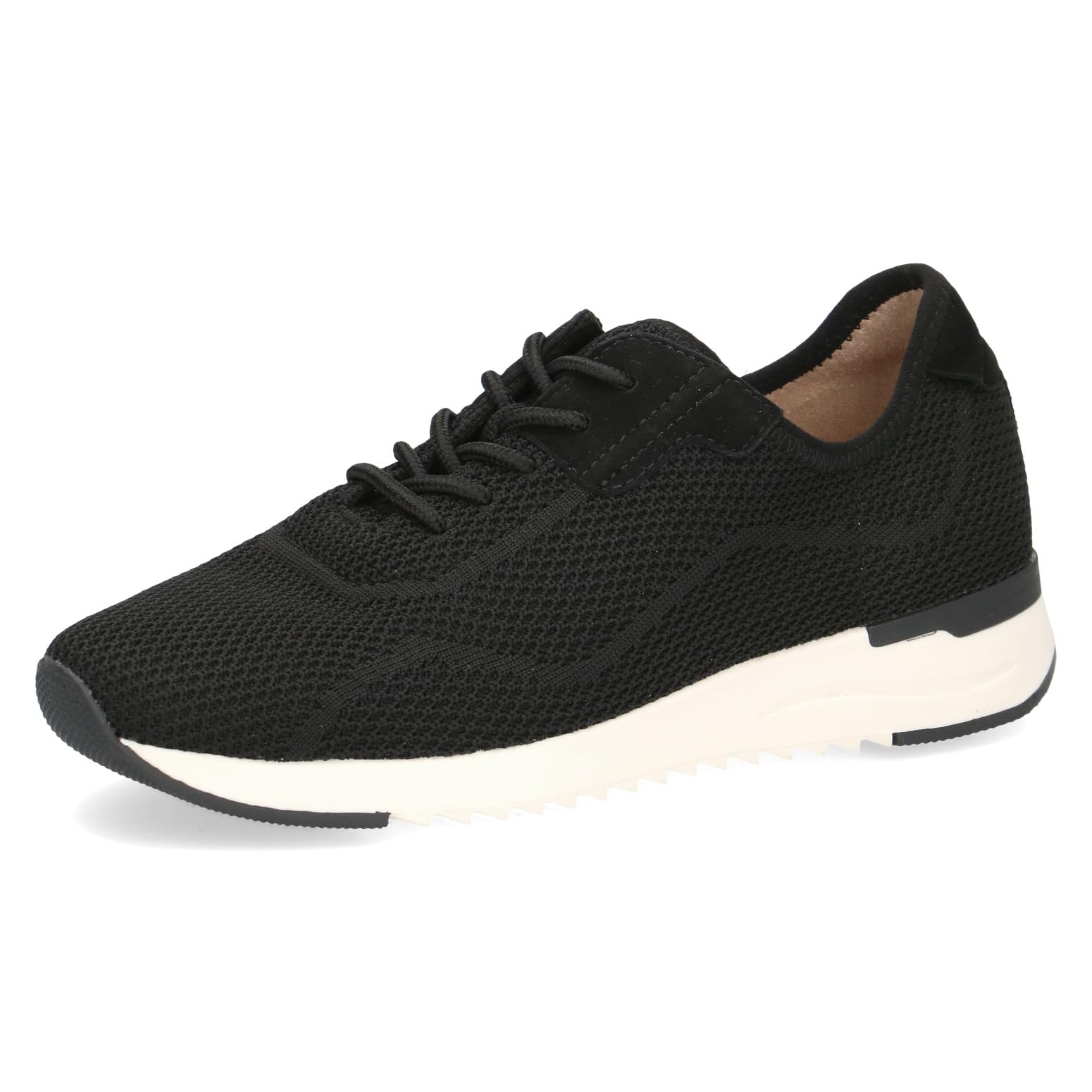 CAPRICE Women's Flat Sneakers with Laces Comfortable, Black (Black Knit), 7.5 UK
