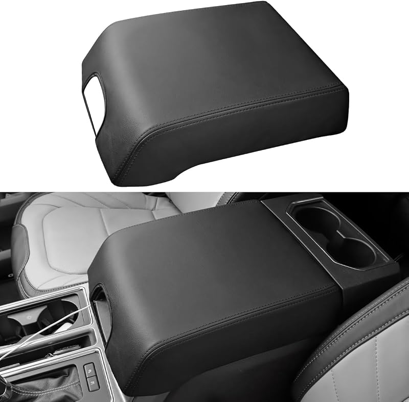 Capa do Apoio de Braço do Console Central INTGET para Ford F-150 2015–2020 – Costura preta