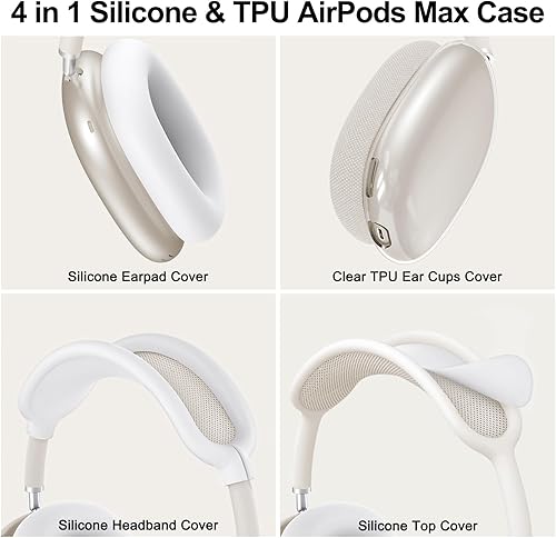 Miniatura 3 de Funda de silicona para auriculares AirPods Max, funda transparente de TPU suave para los oídos, funda para almohadilla para los oídos, funda para la