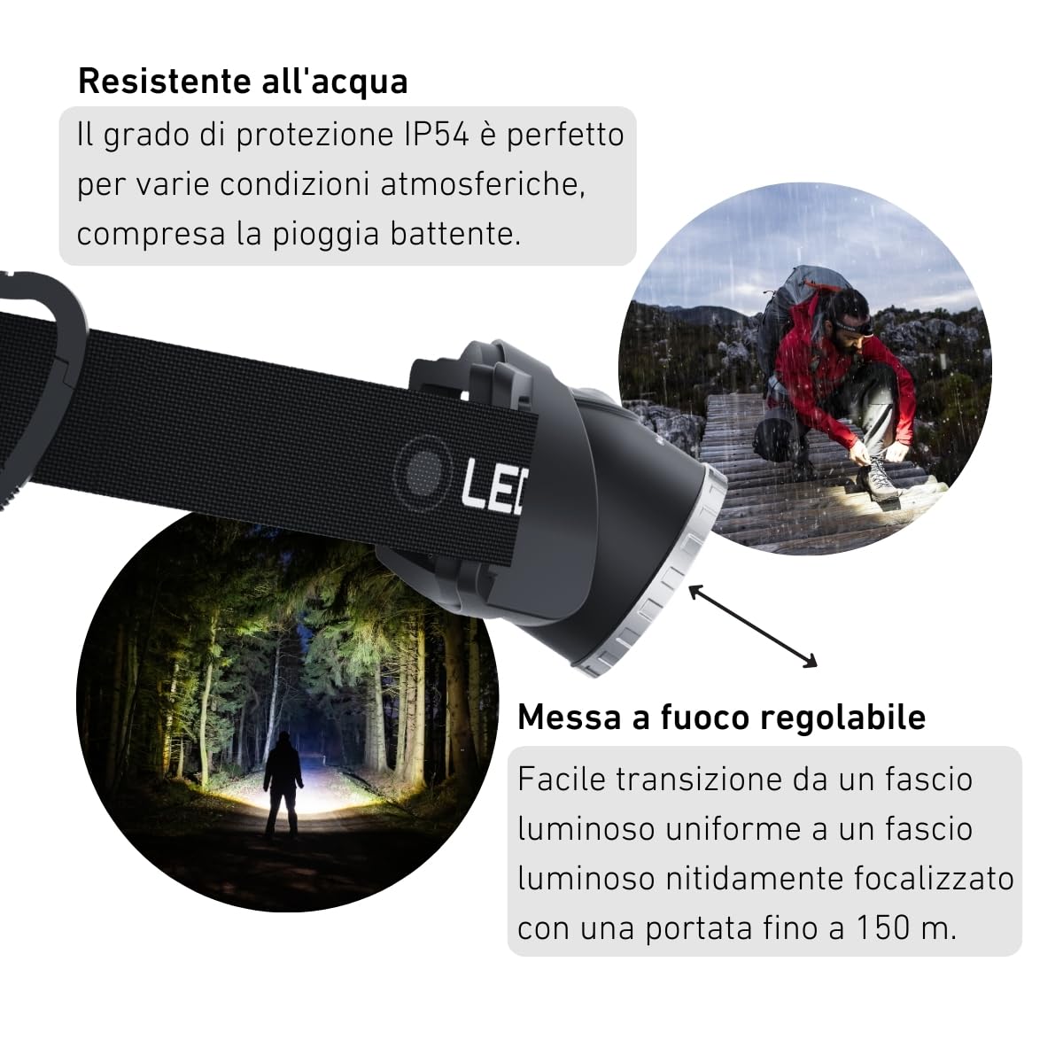 Ledlenser MH10 SE Lampada Frontale Ricaricabile, 600lm, 150m, IP54, 120h | Messa a fuoco regolabile, luce posteriore rossa, filtri colorati e custodia inclusi, ideale per campeggio ed escursioni