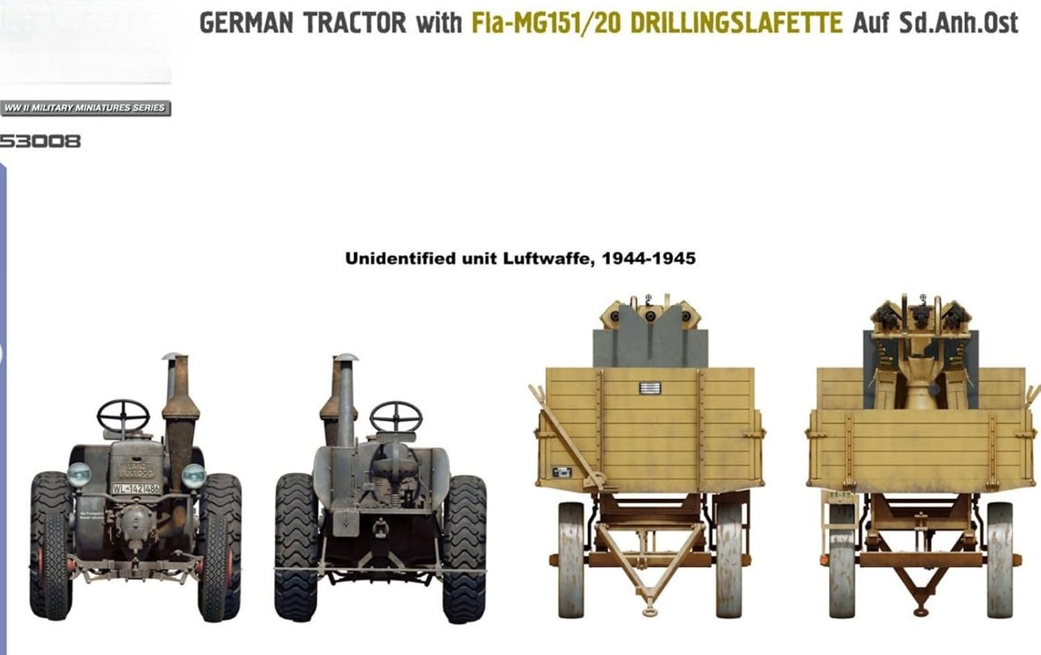 53008 1/35 Tractor with Fla-MG151/20 DRILLINGSLAFETTE Auf Sd.ANH.Ost Kit