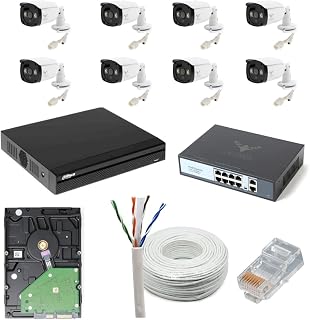 JK Vision 4MP CCTV IP Camera Full Set, 8 Bullet, 8 Channel NVR, 8 Port JK Vision POE, 2TB Hard Disk, Cat6 Cable 100 Meter, 16 RJ45 Connector Compatible with J.K.Vision RJ45