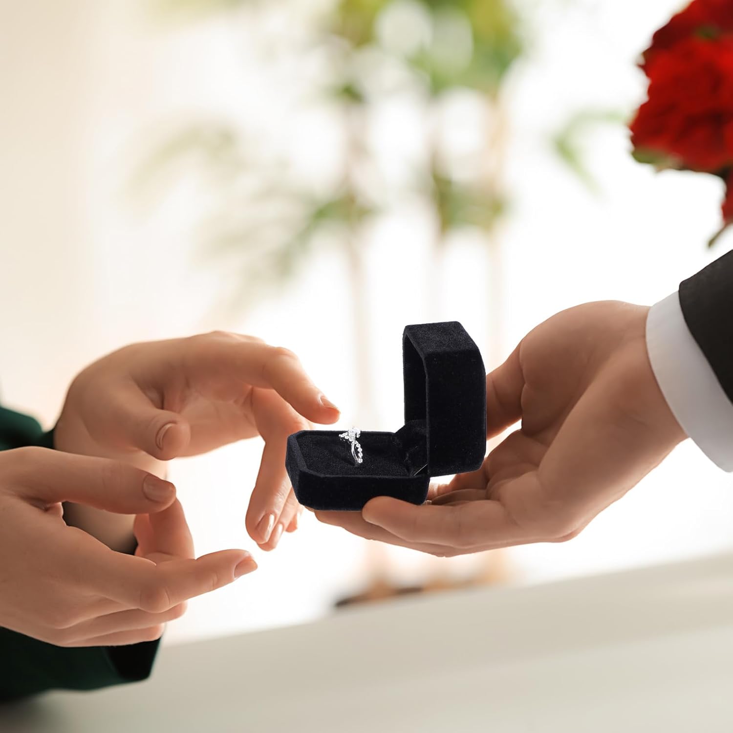 Tobeelec 12 Pcs Velvet Ring Box for Wedding Ceremony Engagement Jewelry Boxes Packaging Display Ring Case Earring Storage Holder for Proposal Anniversary Birthday Gift (Black, 2 x 2 x 1.6 Inch) - Image 3