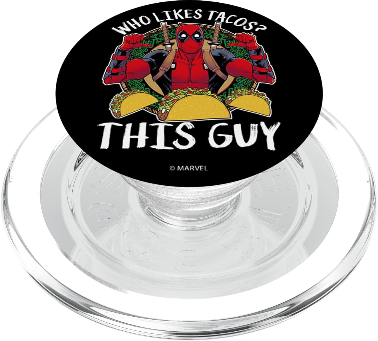 Marvel Deadpool Who Likes Tacos? This Guy Thumbs PopSockets MagSafe PopGrip for iPhone