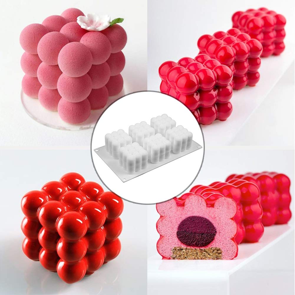 Kit 6 Moules Silicone Bougies 3D + Accessoires - Cubes, Boules, Bulles Pour Fabrication Artisanale