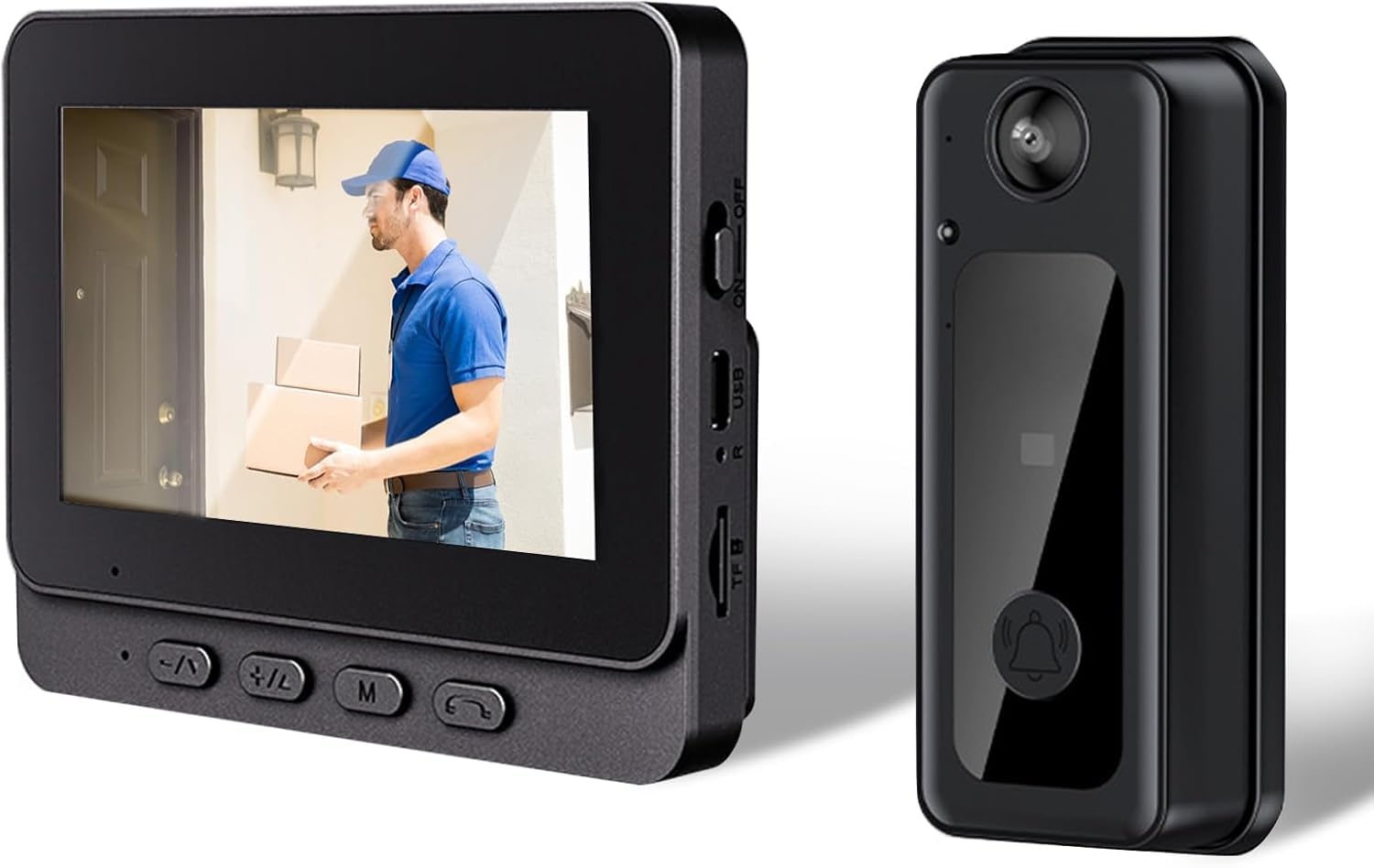 Draadloze WIFI-deurbelcamera, 8MP 1080P 170 ° Groothoekbeveiligingscamera met Microfoon Video-oproep, 2-weg Gesprek Nachtzicht Videodeurbel voor Thuisbewaking