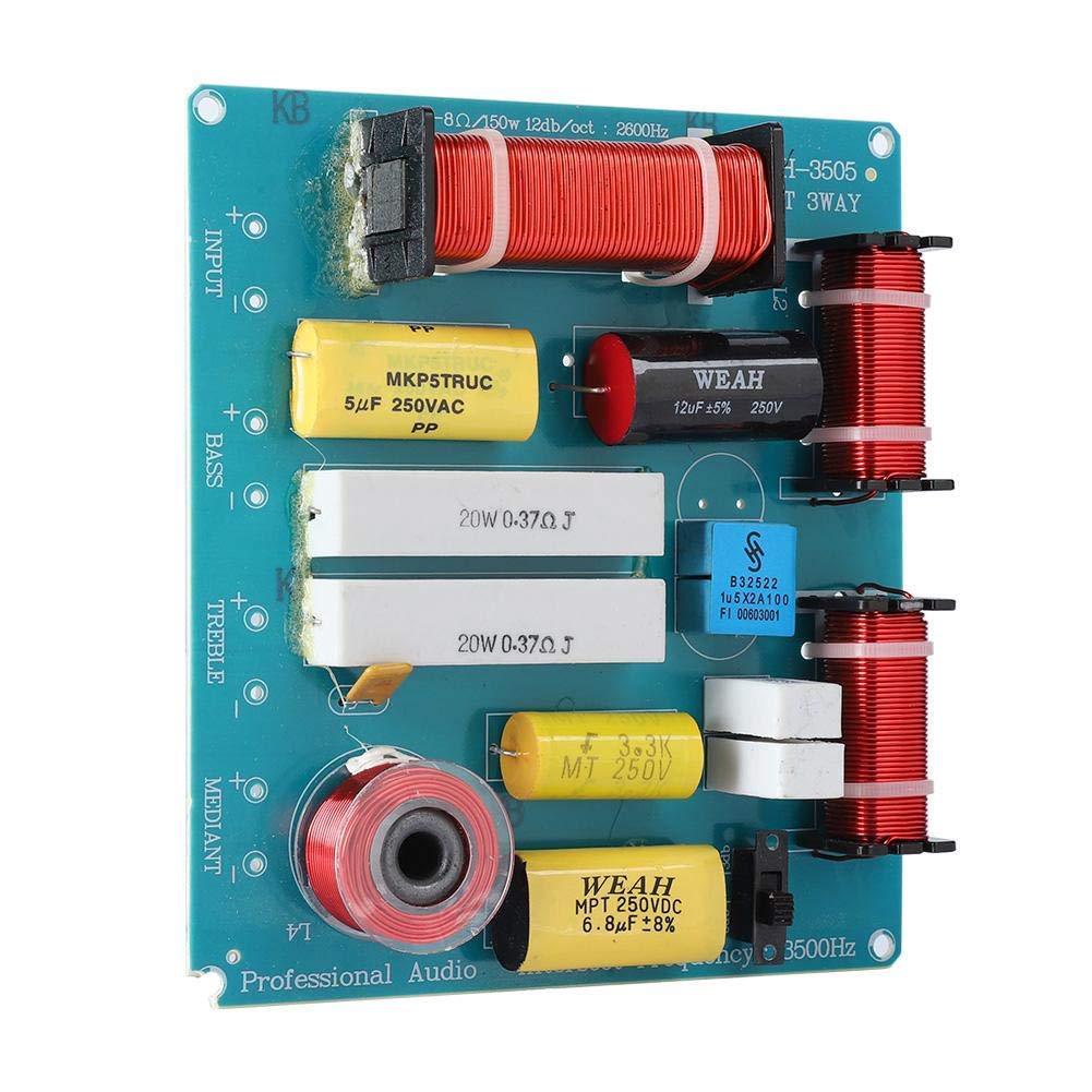 ASHATA 3-Wege Frequenzweiche, Crossover Filter Frequency Distributor Lautsprecher Frequenzweiche,Klangqualität Audio Frequenzteiler Divider 300W für DIY KTV Bühnenlautsprecher