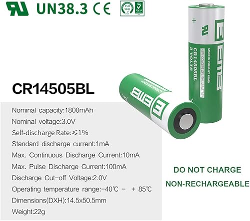Miniatura 9 de 4 baterías de litio EEMB AA de 3 voltios no recargables 3V CR 14505 1800mAh batería de un solo uso Li-MnO con certificación UL, no carga batería