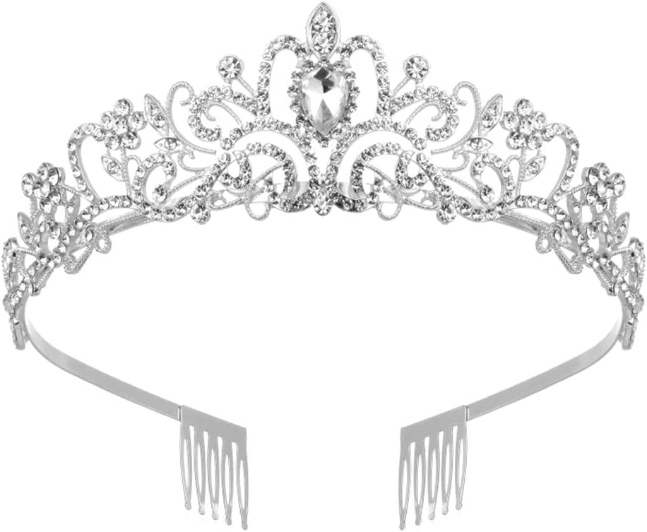 Caiguoer Hochzeits Tiara Prinzessin Krone Silber Mit Kristall