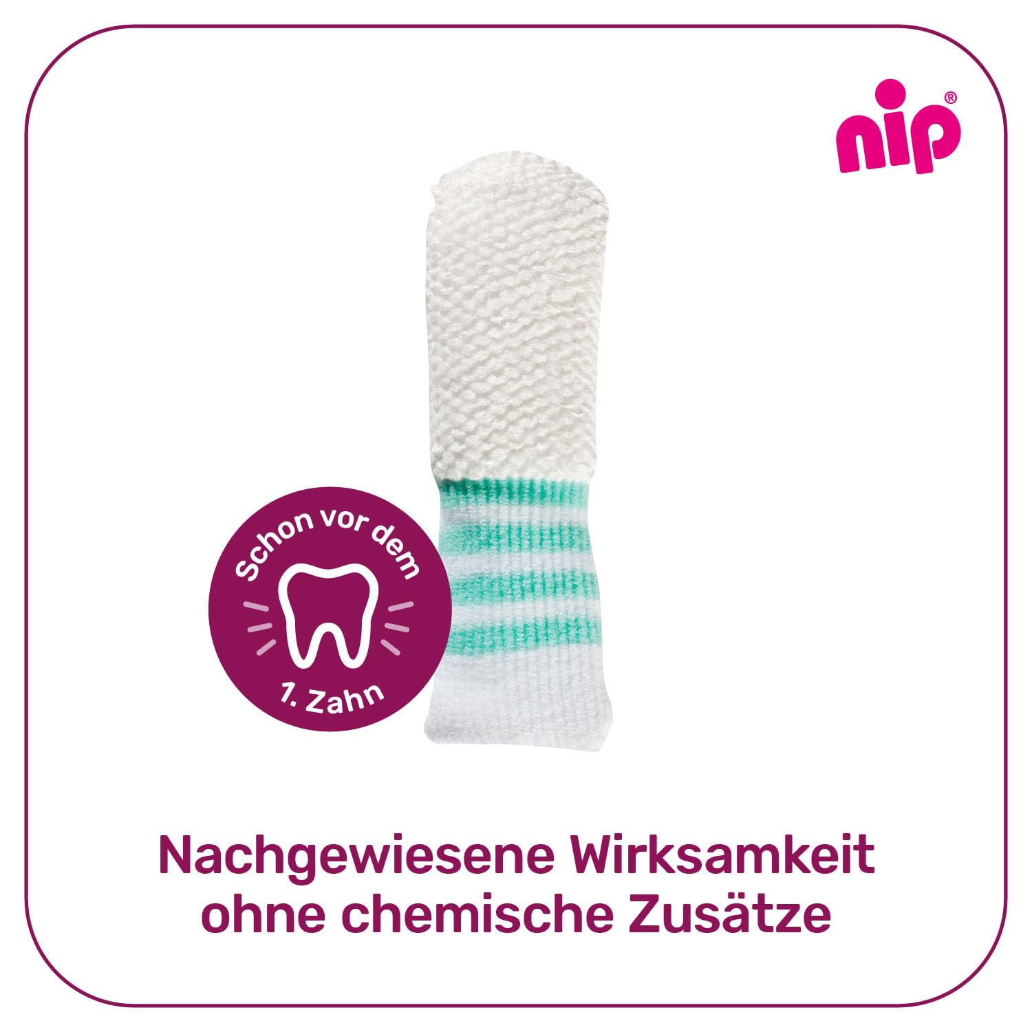 nip - Dita per la cura orale | a partire da 0 mesi | Confezione da 2 pezzi | Spazzolino da denti delicato e morbido per la pulizia e il massaggio di gengive, lingua e primi denti | antibatterico