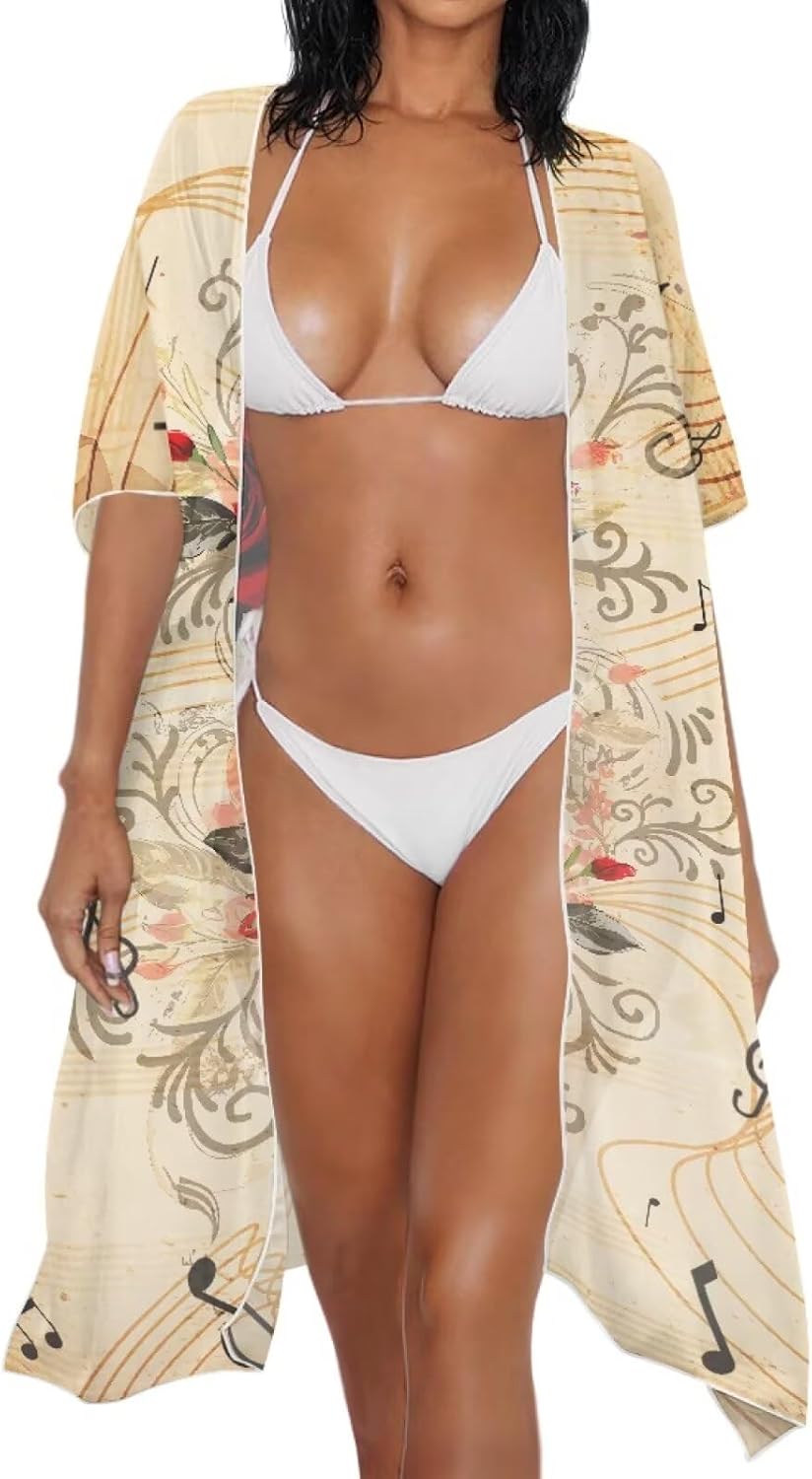 Women's Swimwear Cover Ups Half Sleeve Kimono Beach Cover Up Open Front Beachwear