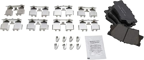 Miniatura 6 de TRQ Kit de pastillas de freno de cerámica Posi delanteras y traseras con productos químicos compatibles con Toyota Lexus