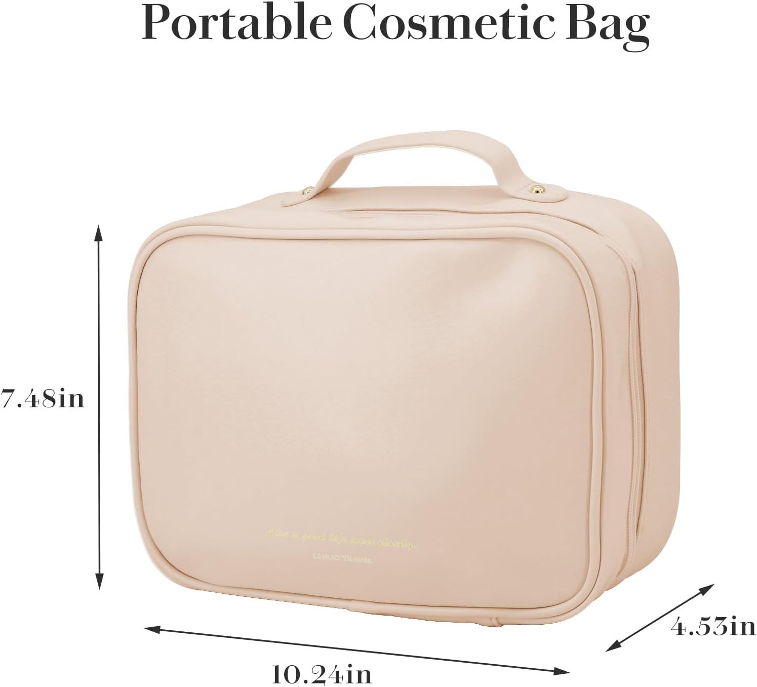 Travel Makeup Bag Large Capacity Cosmetic Organizer Waterproof Leather Toiletry Bag with Brush Holder and Handle Portable Cosmetic Storage Bag for Women Girls Gift - Pink - Image 6