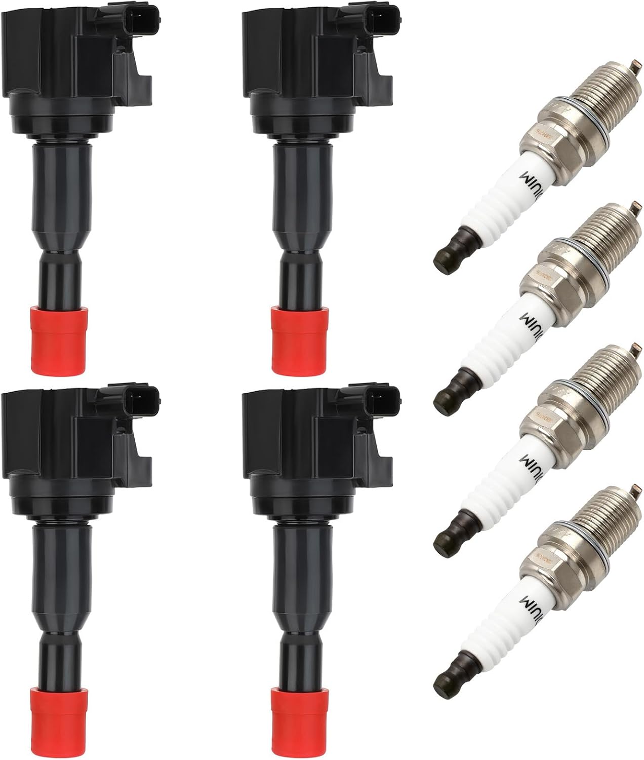 OCPTY Suitable 2007-2008 for Honda Fit 1.5L/L4 Automotive Replacement Ignition Coils 3-Pins #UF581 (Set of 4 Ignition Coils with 4 Iridium Spark Plugs)