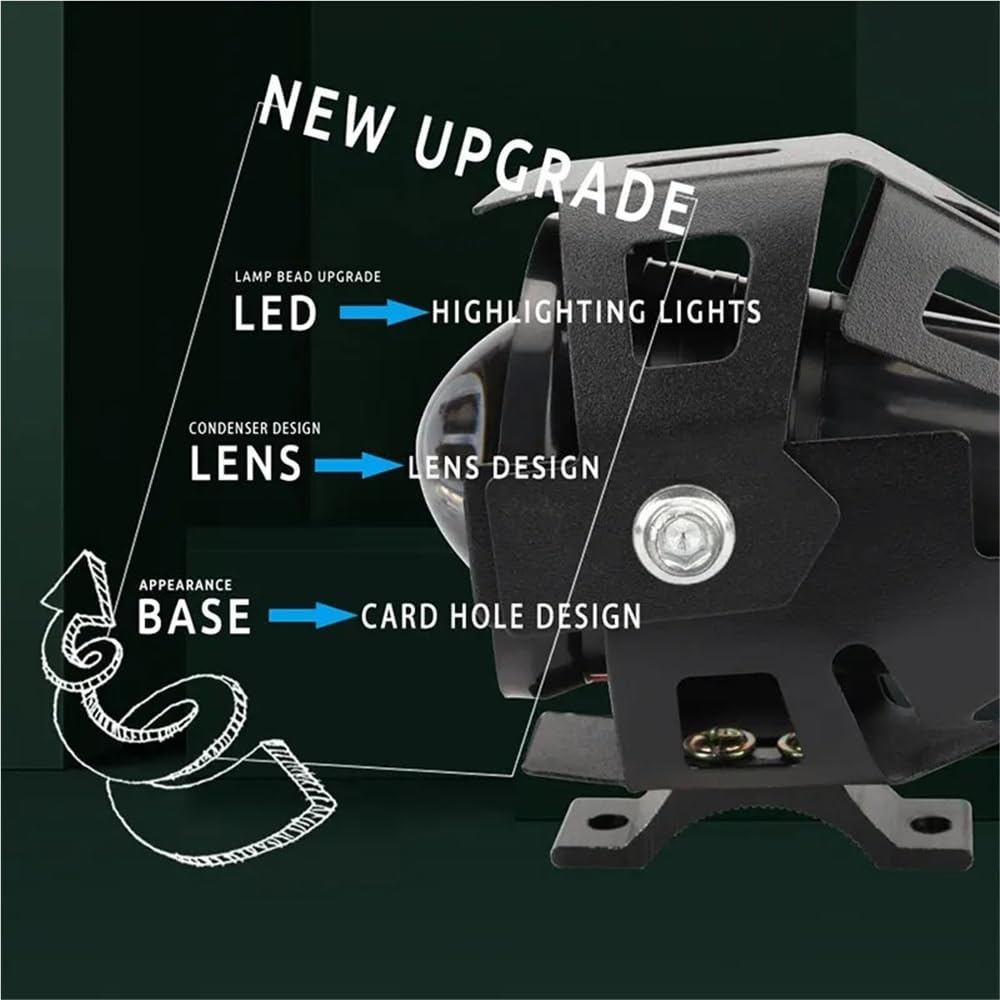 Fari Fendinebbia per moto Lente Luci di guida per scooter | Moto 2 pezzi Fari Angel Eye Faretto a LED Fendinebbia Fasci alti e bassi per moto Lente Luci di guida per scooter