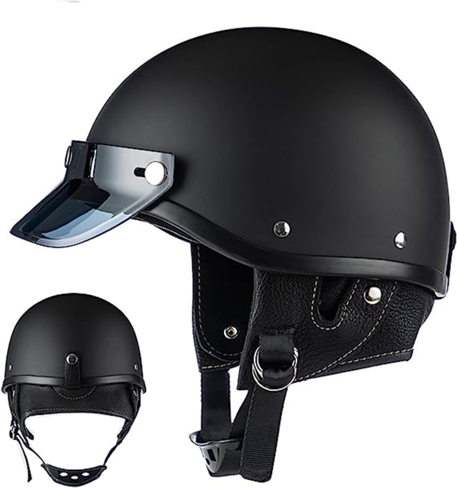 Casque Moto Demi-jet Style Vintage Allemand – Homologué ECE/DOT – Taille L (59-60 Cm) – ABS Léger – Pour Cruiser, Scooter