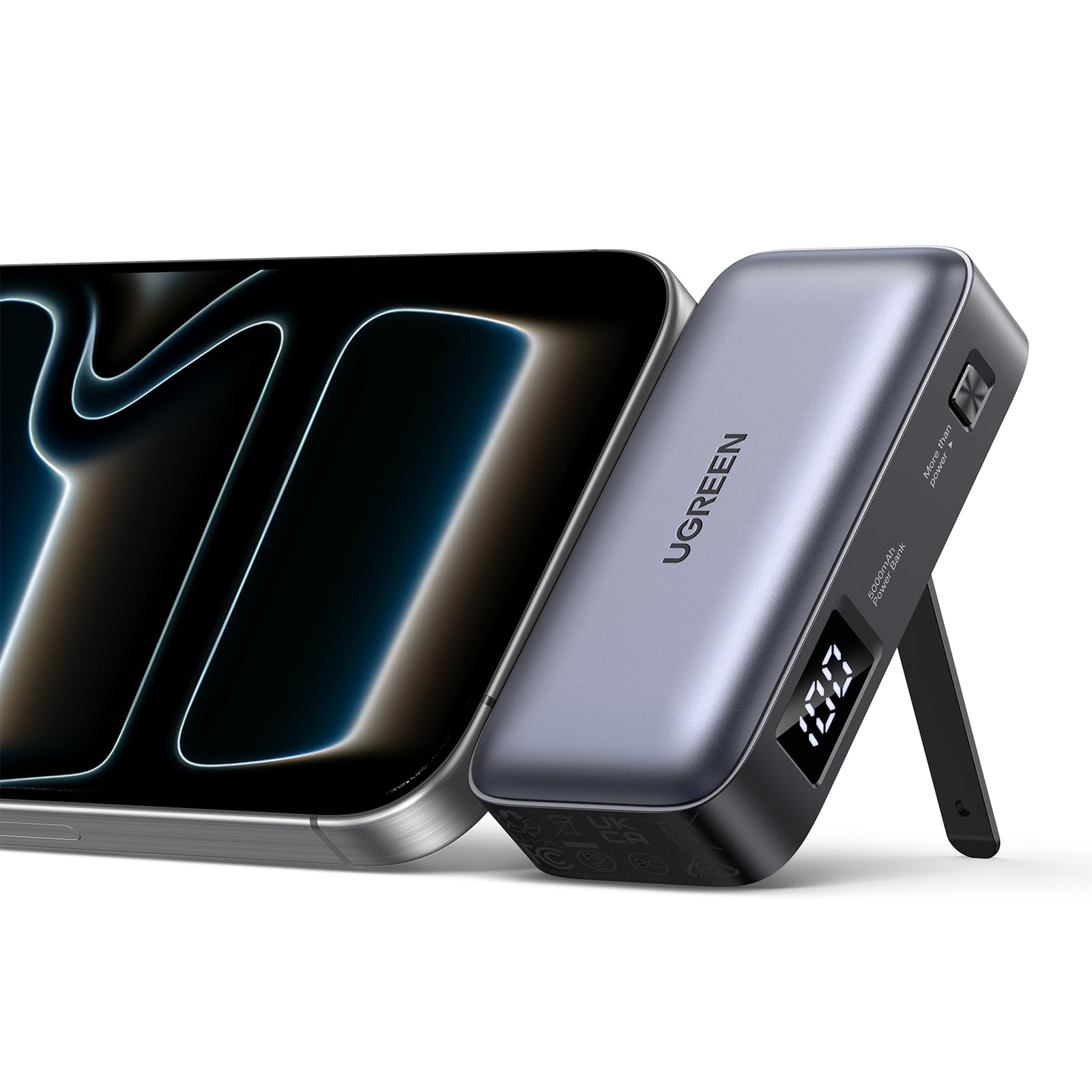 Mini Power Bank, 5000mAh with Built-In 3.77mm Long USB C Connector,SCP 22.5W Fast Charging Mini Portable Charger for iPhone 17/16, Samsung Galaxy, AirPods, Huawei for Travel,Work,Outdoor Use