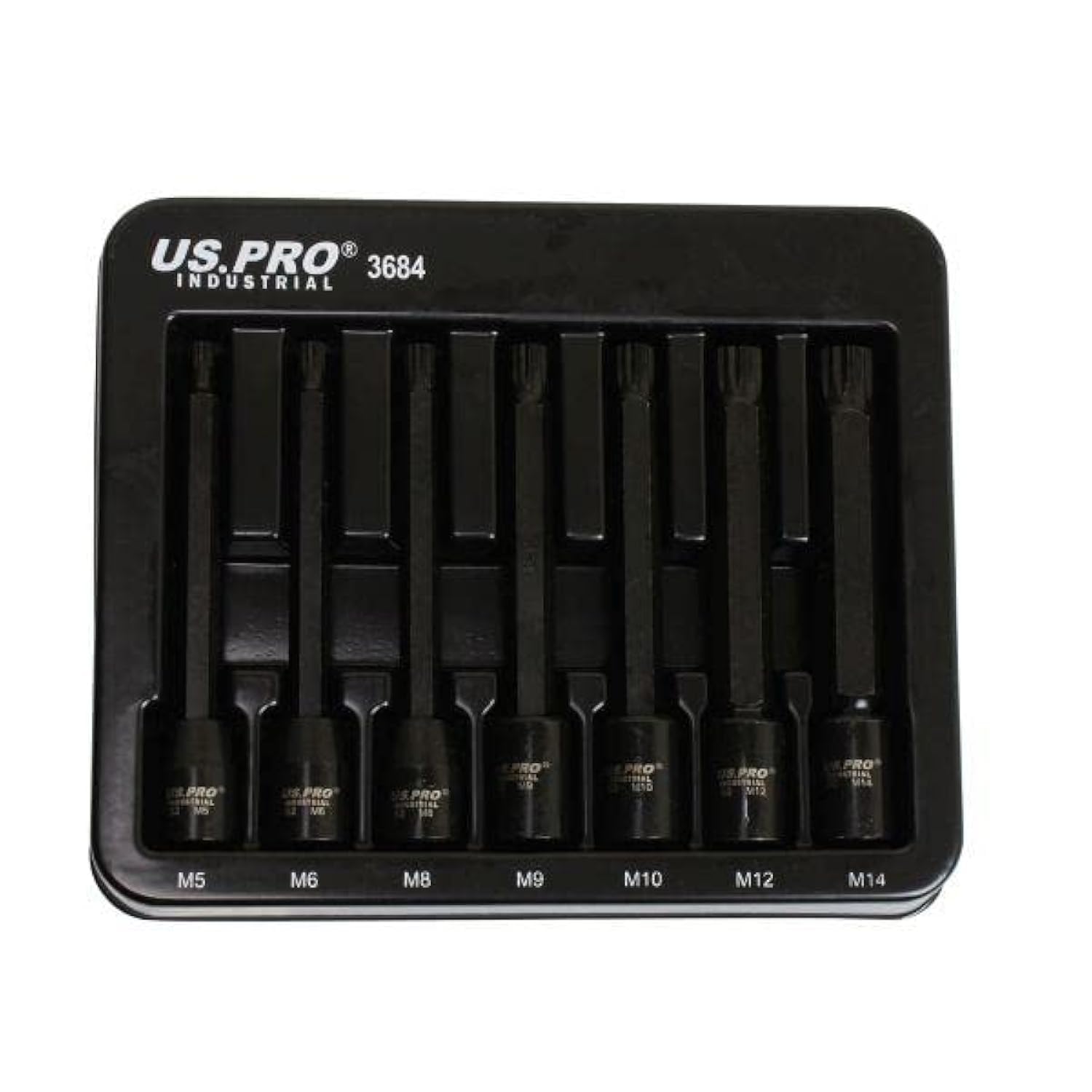 US PRO INDUSTRIAL 7PC 3/8"" DR Extra Long Impact Spline Bit Socket Set M5 - M14