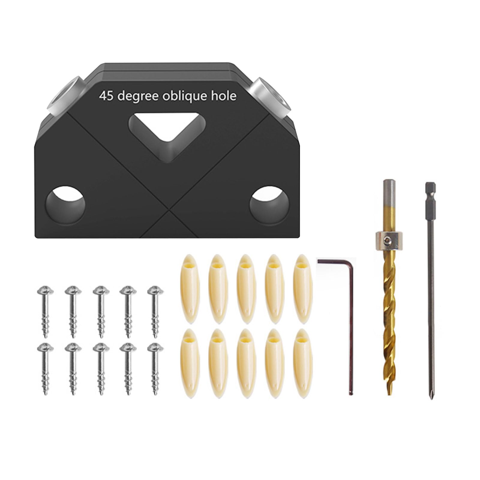 Buxuaaaa D Woodworking Tool Set Woo Drilling Guide Oblique Woodworking Joints Positioner Template Tool Pocket Hole Rill Puncher Aluminum Alloy