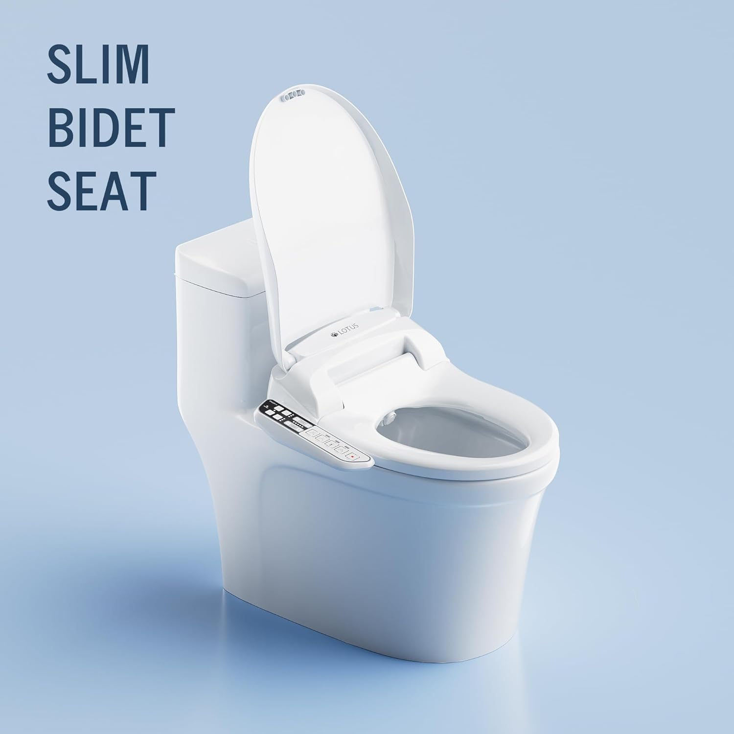 Lotus Bidet ATS-500 Elongated | Heated Toilet Seat with Adjustable Warm Water Wash, Stainless Steel Nozzle, Side Control Panel, Warm Air Dryer, Eco Mode, Easy DIY Installation