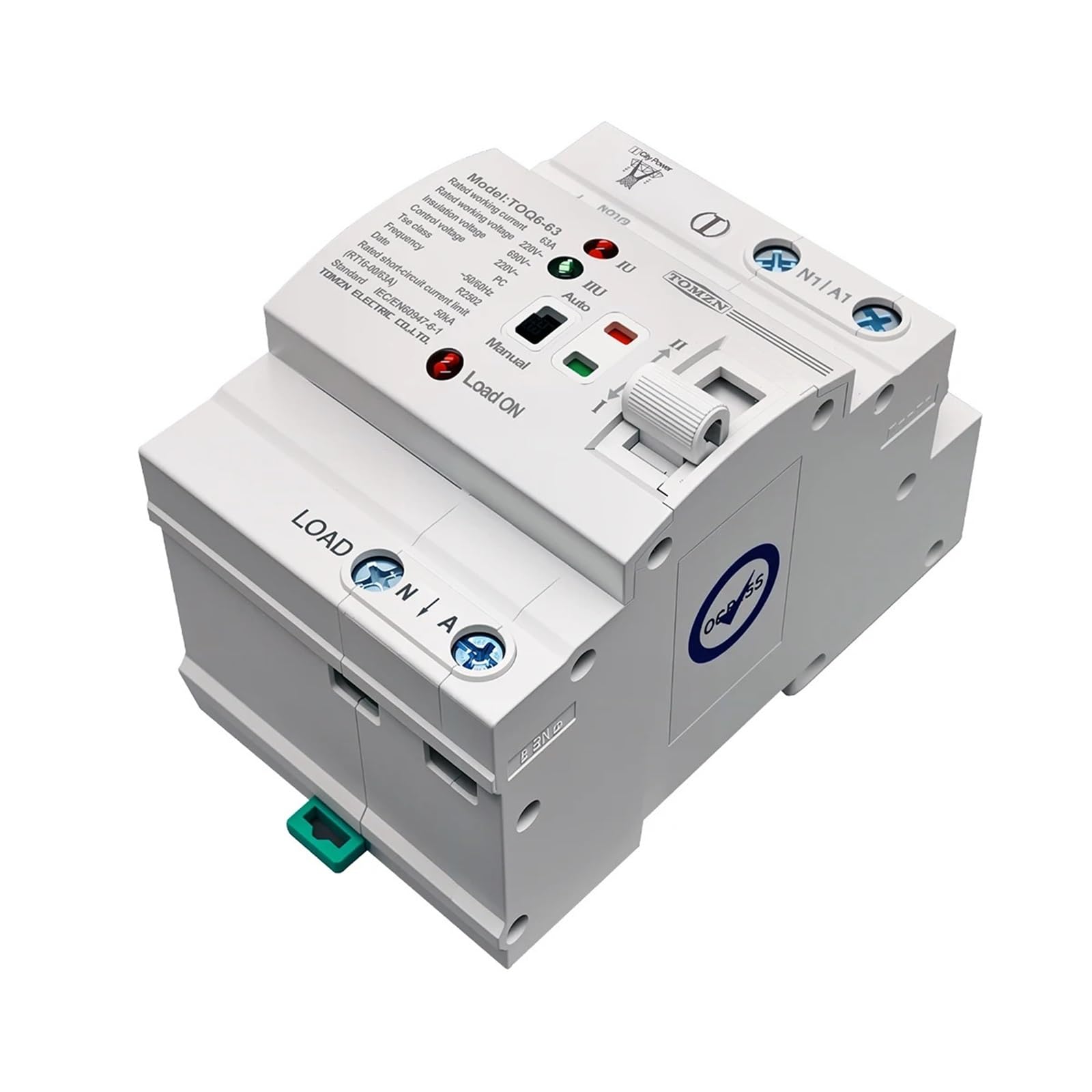 1 x szyna DIN ATS LN 220 V, mały, podwójny wyłącznik automatyczny, elektryczny przełącznik wyboru, wyłącznik bezprzerwowy