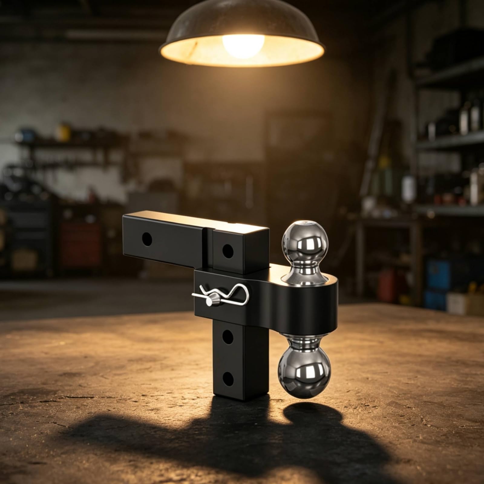 Enganche de Remolque Ajustable con Doble Cabezal de Bola Regulación de Altura y Encaje Clase III Construcción en Aleación de Aluminio 2x2pulgadas, Negro