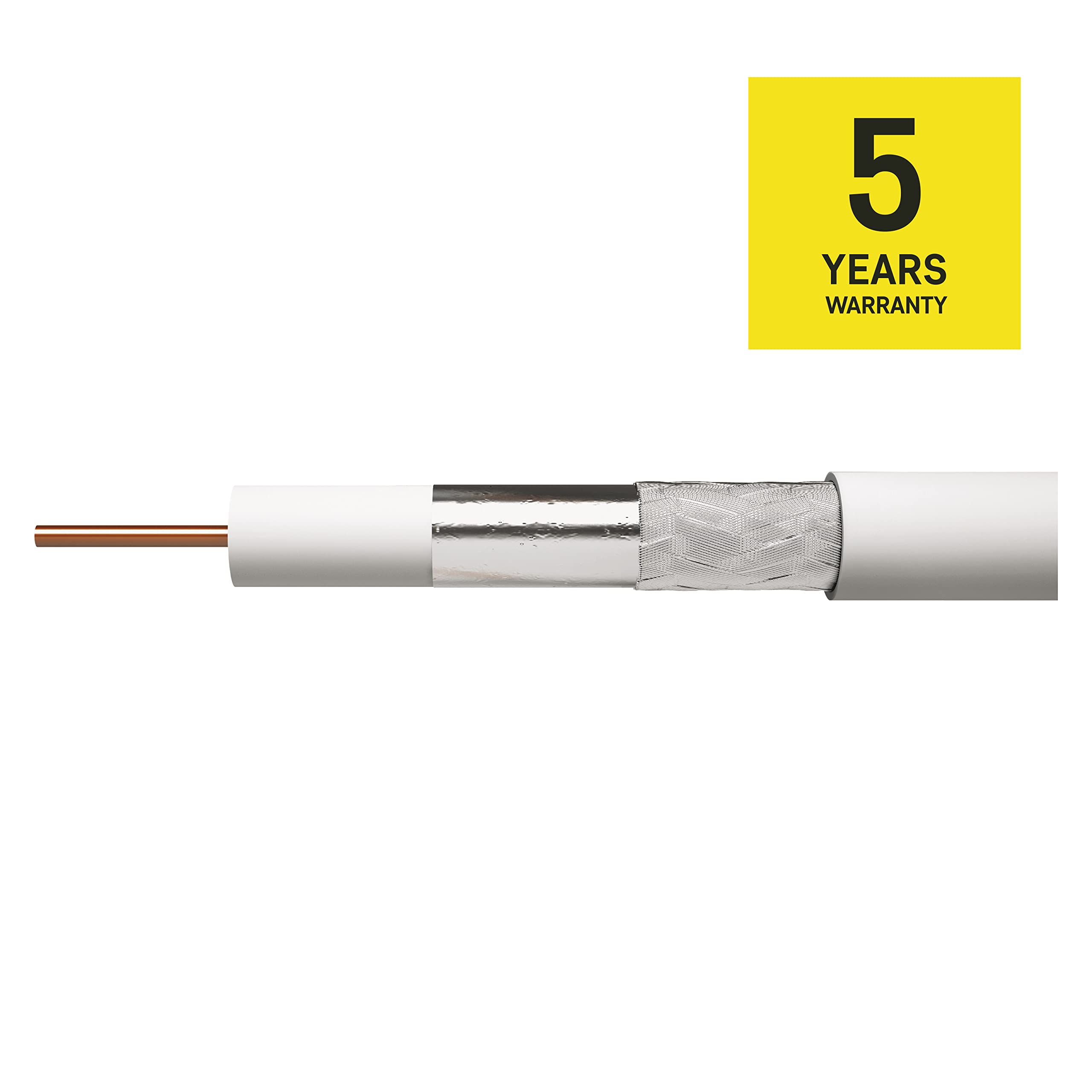 EMOS Cavo antenna 100 m bianco coassiale CLASS A per SAT, TV e CCTV tipo CB21D doppia schermatura, 110 dB, resistenza 75 ohm
