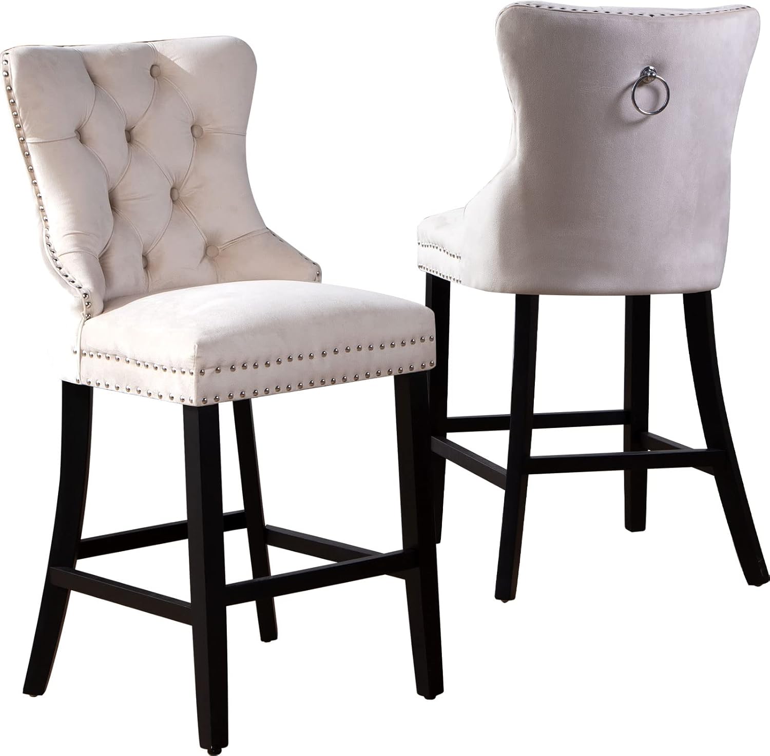 Counter Height Bar Stools Set of 2, Tufted Back Bar High