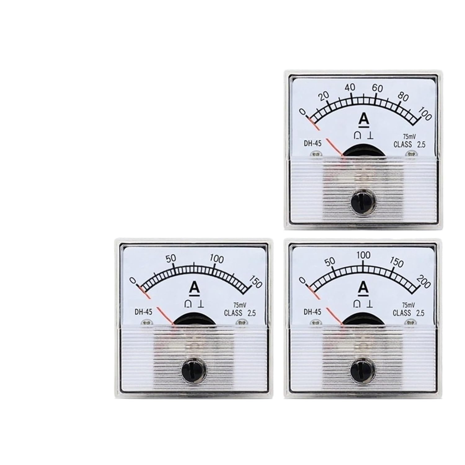 DH-45 Ammeter 1A 2A 3A 5A 10A 15A 20A 30A 50A 100A 200A 250A 300A 400A 500A 600A 800A 75mV Analog Ammeter Pointer(DC 10A)