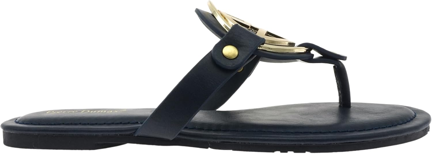 Pierre Dumas Women's Colored Flat Sandals 8.5 Limit-24 by PD Navy PU 6 - Image 4
