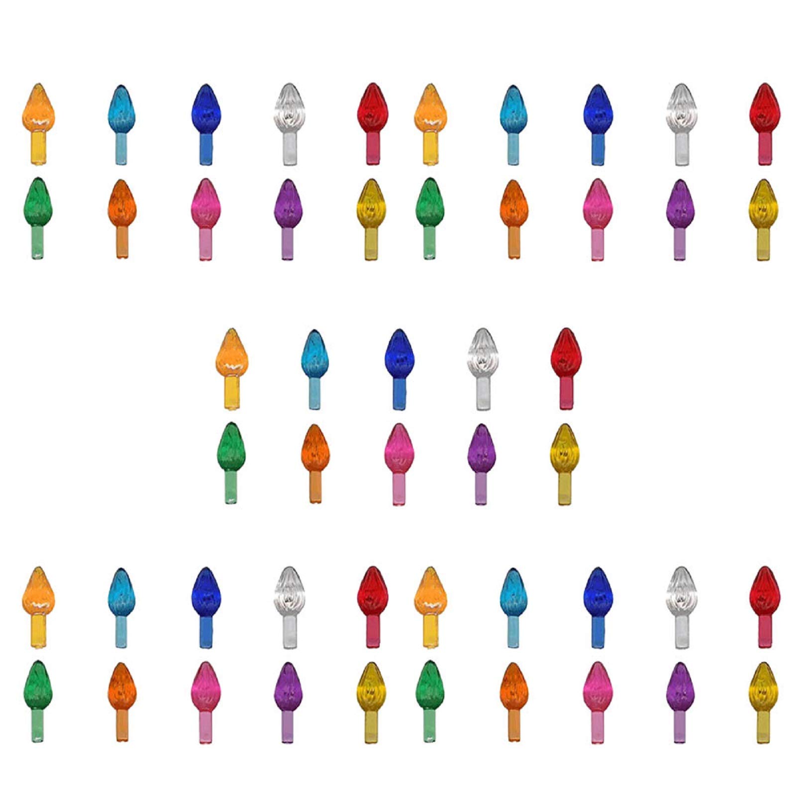 YHNJI 50pcs Ceramic Tree Replacement Bulbs, Light Up Small Twist Style Bulbs in Assorted Colors,Mini Plastic Light Accessories for Christmas Tree