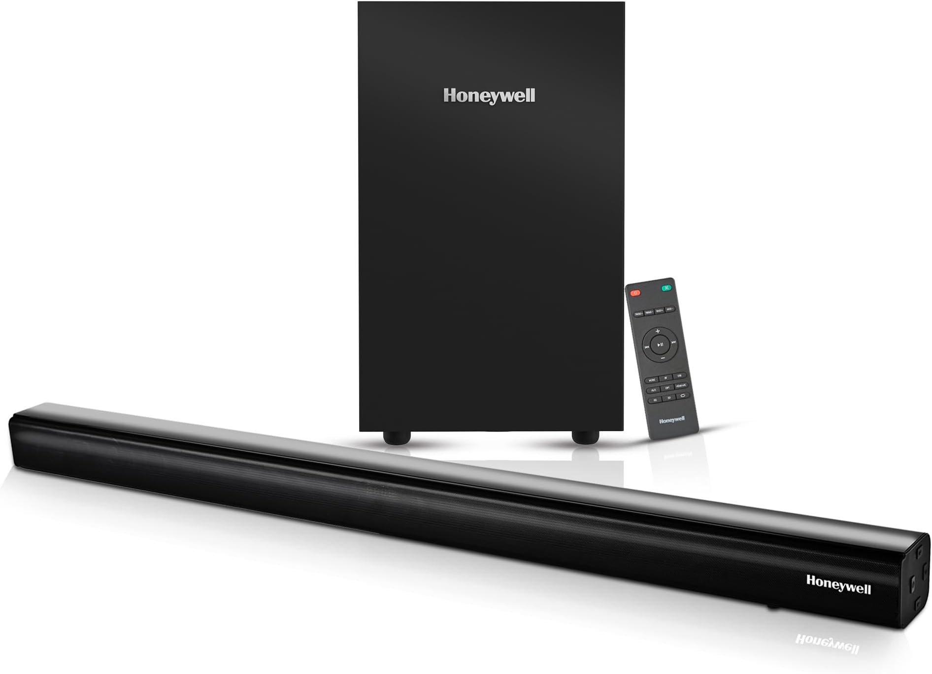 Honeywell Newly Launched Trueno U3000 160W Soundbar with Subwoofer, 2.1 Channel Sound, 57.15 mm*4 Drivers, Bluetooth V5.0+EDR,with Remote,EQ Mode,5 Play Modes-BT,Aux,USB,Optical & HDMI-2Years WARRANTY