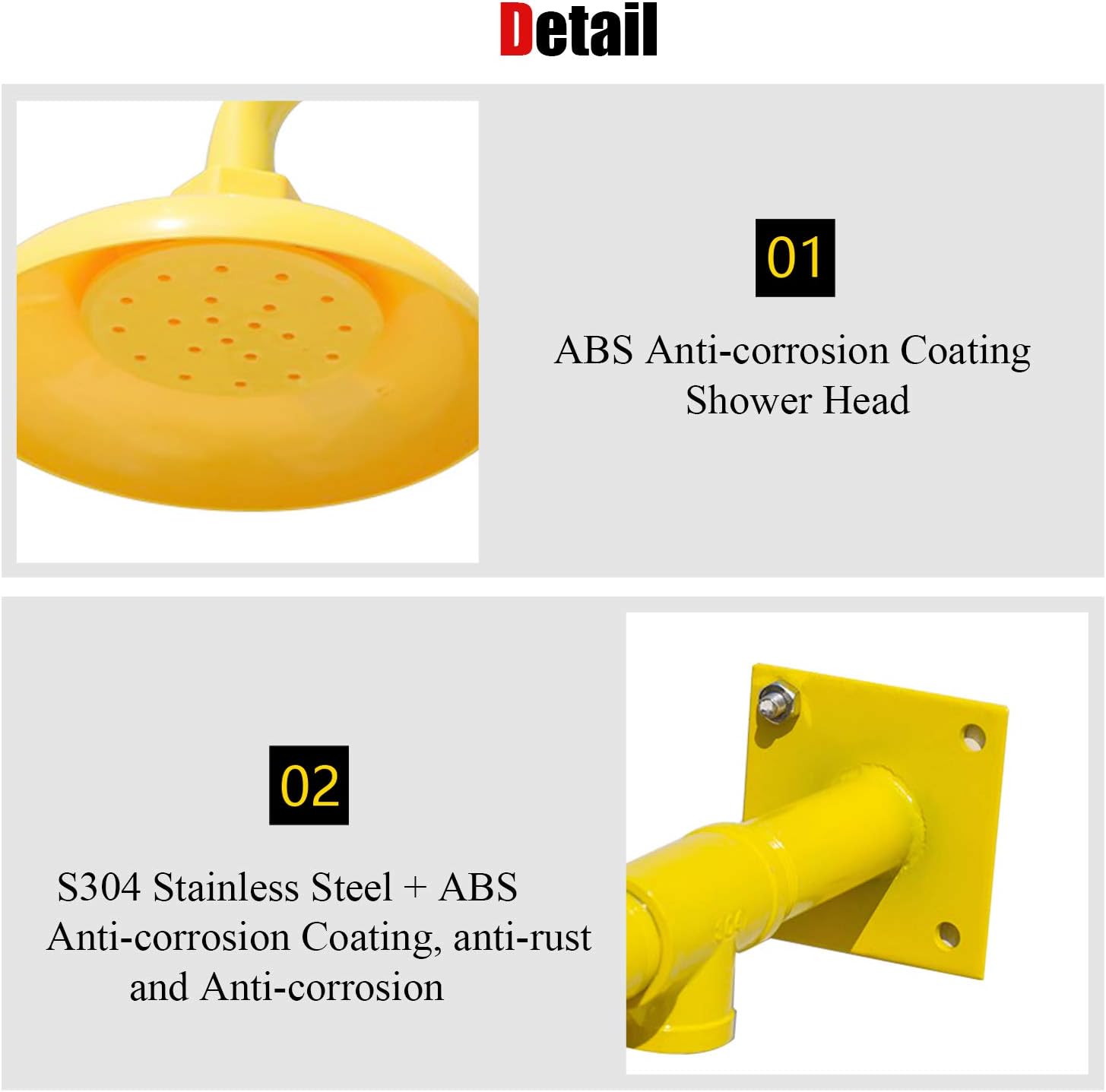 GOLDENWALL Emergency Safety Shower Outsider Drench Shower Outdoor shower Head Eye Wash Shower Eyewash Station ABS Coating Stainless Steel Horizontal Mounted : Industrial & Scientific