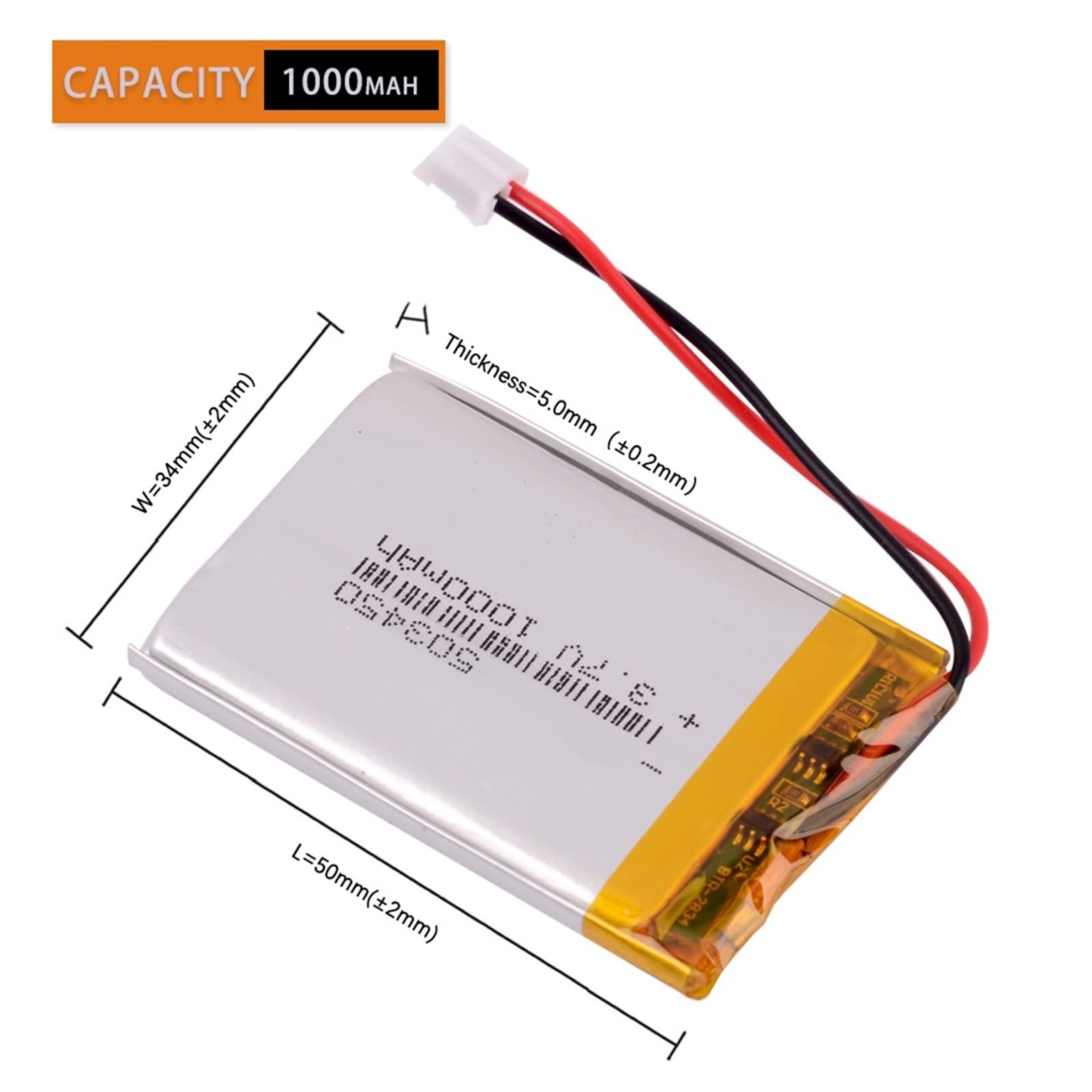 503450 1000 mAh 3,7 V, 1 pièce