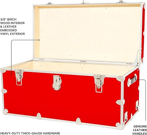 Miniatura 33 de Rhino Trunk & Case Baúl XXL de vinilo en relieve de cuero, cofre universitario, almacenamiento en el hogar, asiento de dormitorio, reposapiés de