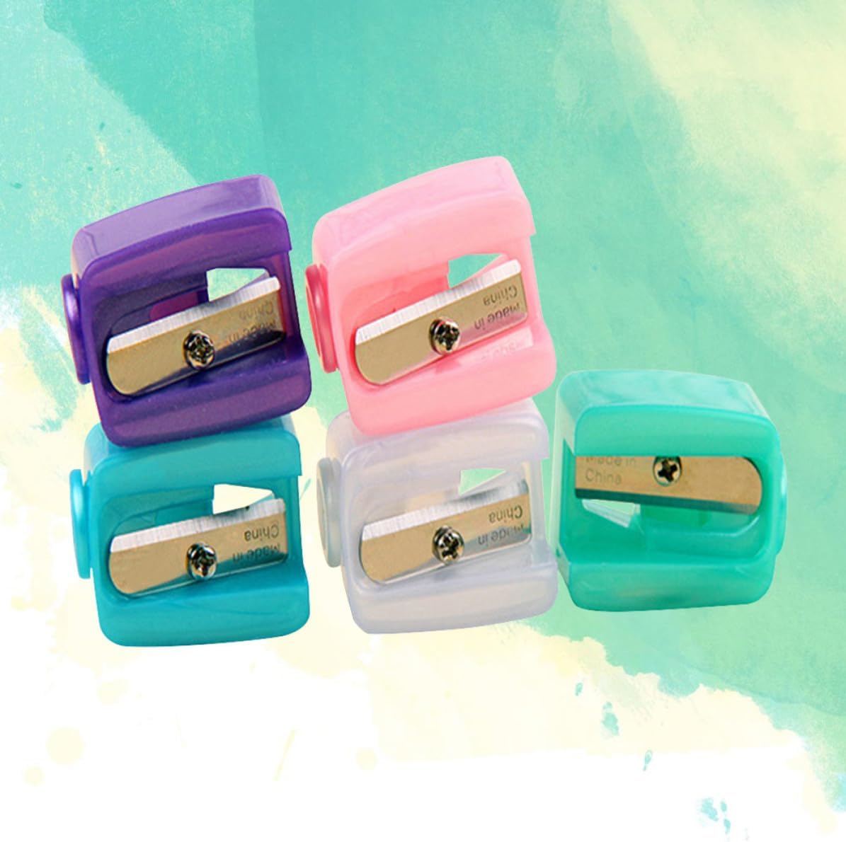 5pcs Cosmetic Pencil Sharpener for Eyebrow and Lip Liner Pencils, Small and Easy to Hold Plastic Sharpener, Delivers a Point Every Time, for Women Makeup Use Random Color